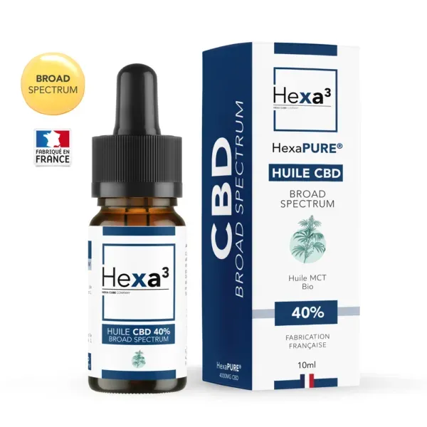 Huile CBD 40% Broad Spectrum MCT Bio 10ml - HEXA3