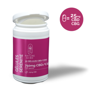 Gélules CBD CBG Sérénité 25mg - NATURE & CBD