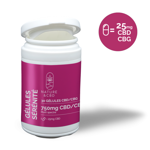 Gélules CBD CBG Sérénité 25mg - NATURE & CBD