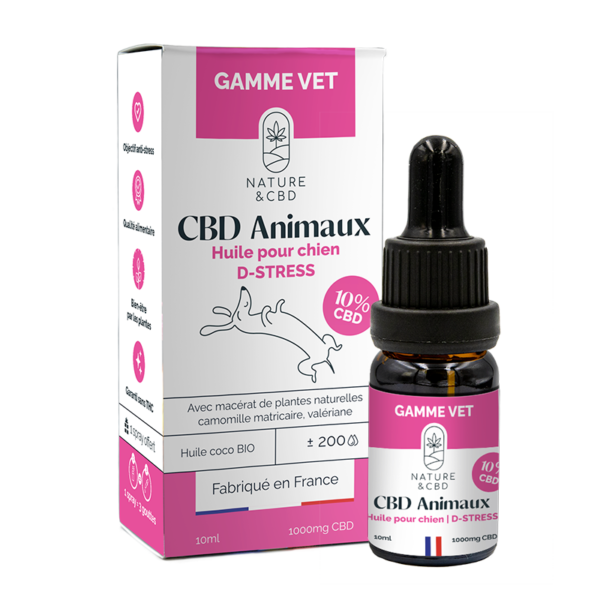 Huile CBD Chien D-STRESS 10% - NATURE & CBD