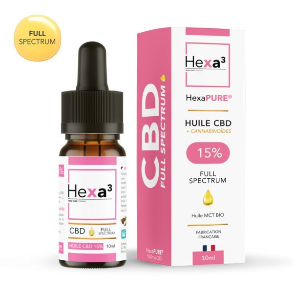 Huile CBD 15% Full Spectrum Bio 10ml - HEXA3