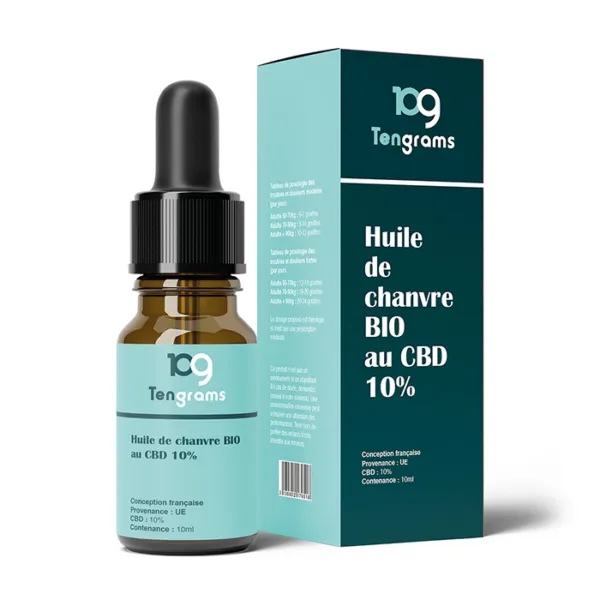 Huile CBD 10% au Chanvre Bio 10mL - TENGRAMS