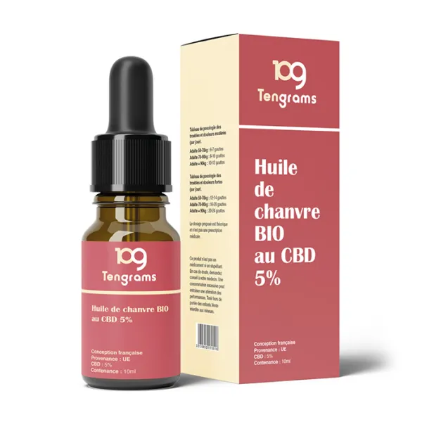 Huile CBD 05% au Chanvre Bio 10mL - TENGRAMS