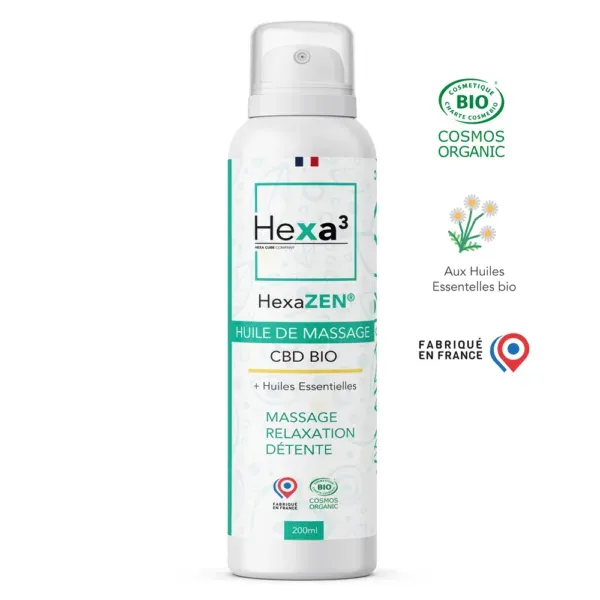 Huile de Massage CBD Détente 200ml - HEXA3