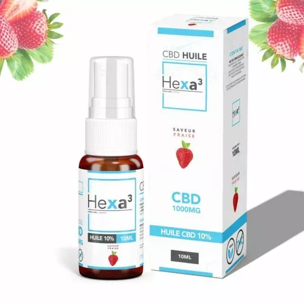 Huile MCT CBD 10% Fraise 10ml Spray - HEXA3