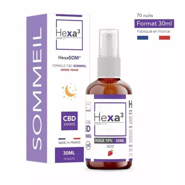 Huile CBD 10% Sommeil Fraise 30ml - HEXA3